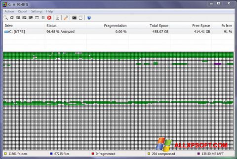 Captură de ecran UltraDefrag pentru Windows XP