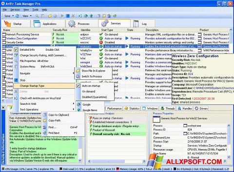 Captură de ecran AnVir Task Manager pentru Windows XP