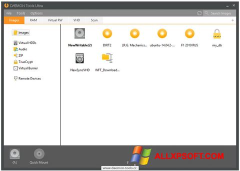 Captură de ecran DAEMON Tools Ultra pentru Windows XP