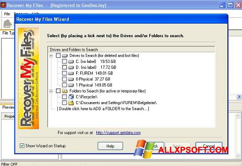 Captură de ecran Recover My Files pentru Windows XP