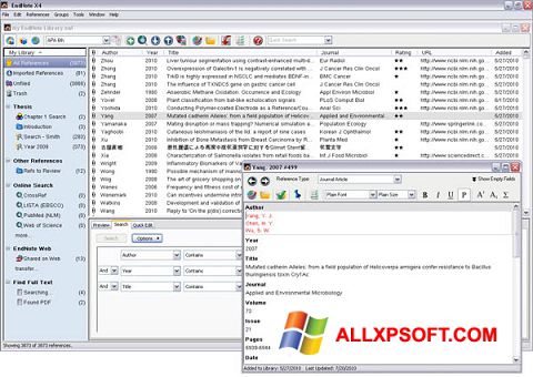 Captură de ecran EndNote pentru Windows XP