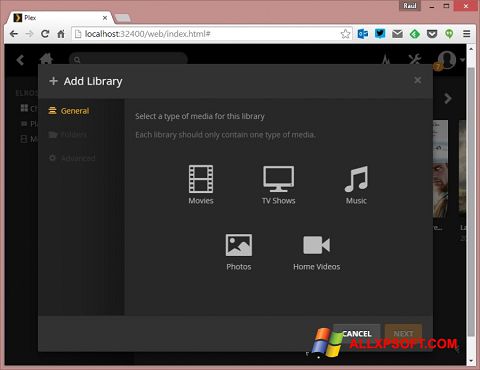 Captură de ecran Plex Media Server pentru Windows XP