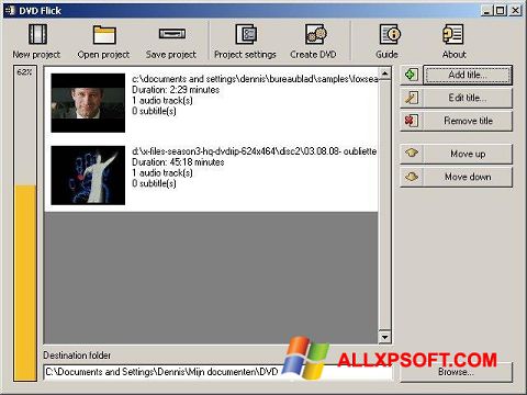 Captură de ecran DVD Flick pentru Windows XP