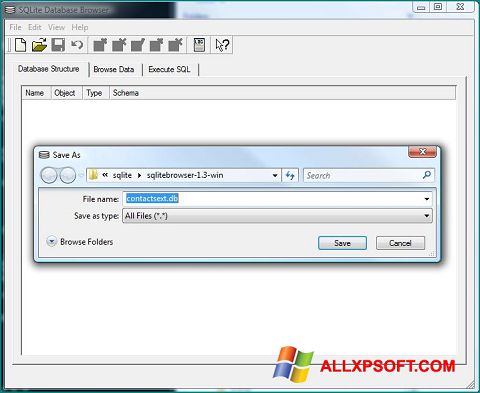 Captură de ecran SQLite Database Browser pentru Windows XP