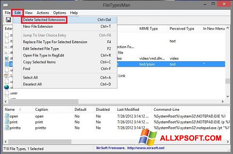 Captură de ecran Unassociate File Types pentru Windows XP