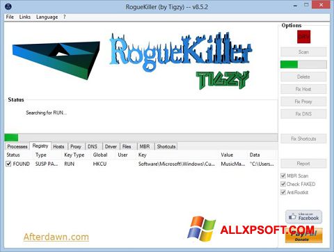 Captură de ecran RogueKiller pentru Windows XP