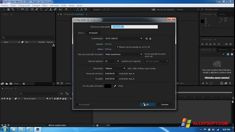 Captură de ecran Adobe After Effects CC pentru Windows XP