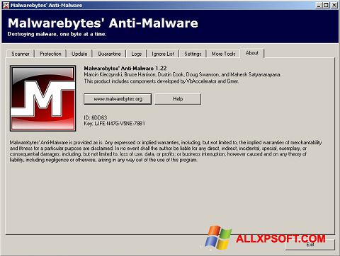 Captură de ecran Malwarebytes Anti-Malware Free pentru Windows XP