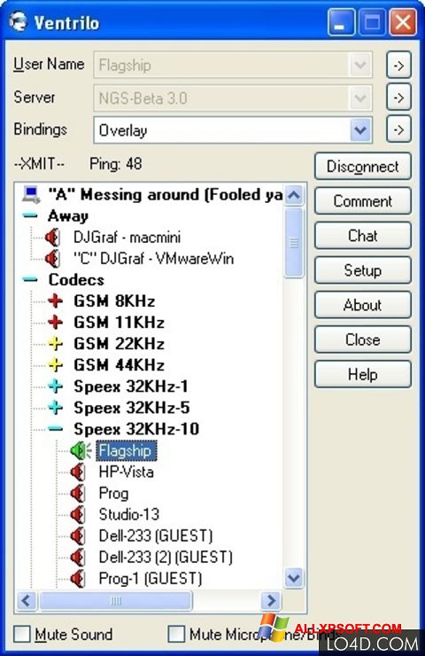 Captură de ecran Ventrilo pentru Windows XP