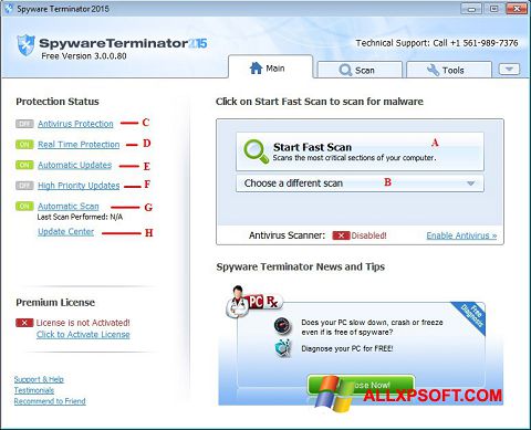 Captură de ecran Spyware Terminator pentru Windows XP