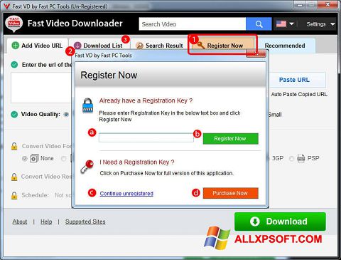 Captură de ecran Fast Video Downloader pentru Windows XP