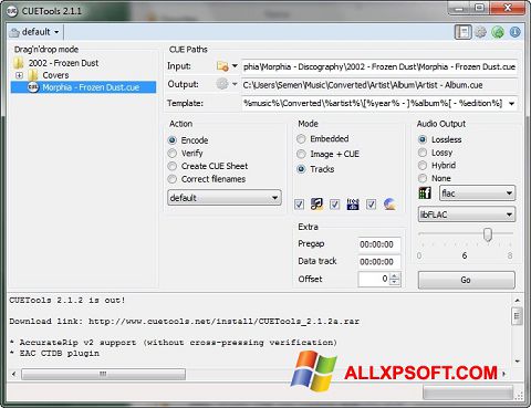Captură de ecran CUETools pentru Windows XP