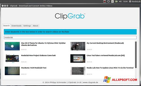 Captură de ecran ClipGrab pentru Windows XP