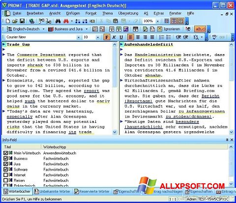 Captură de ecran PROMT pentru Windows XP