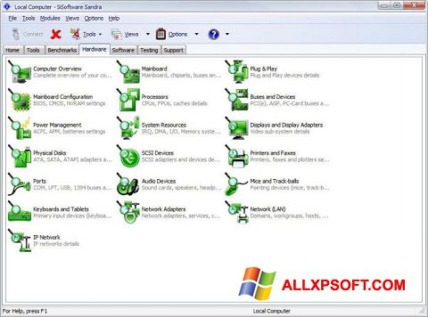 Captură de ecran SiSoftware Sandra pentru Windows XP