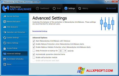 Captură de ecran Malwarebytes Anti-Malware pentru Windows XP