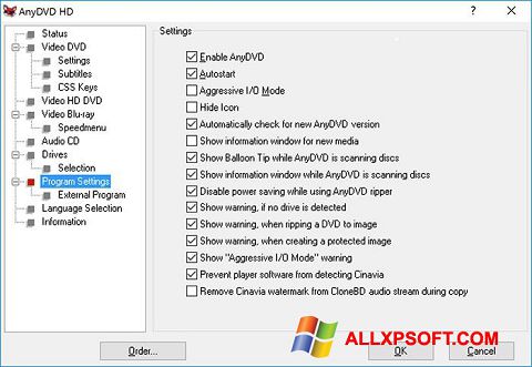 Captură de ecran AnyDVD pentru Windows XP