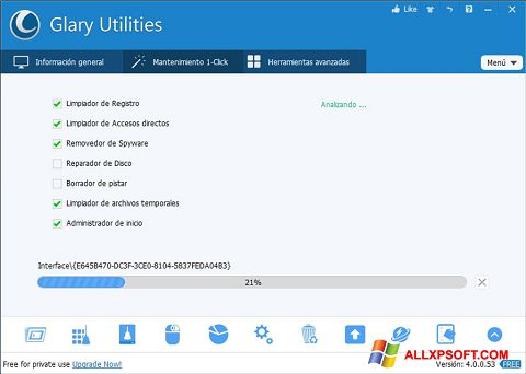 Captură de ecran Glary Utilities pentru Windows XP