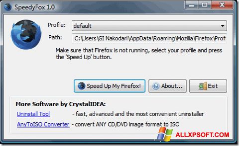 Captură de ecran SpeedyFox pentru Windows XP