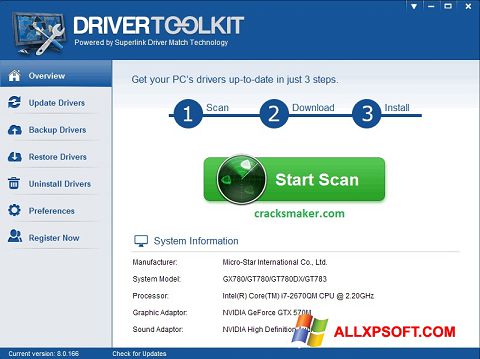 Captură de ecran Driver Toolkit pentru Windows XP
