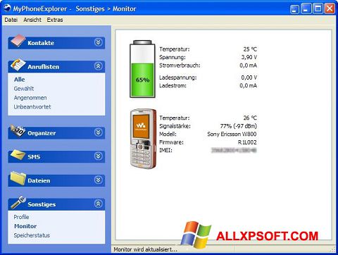 Captură de ecran MyPhoneExplorer pentru Windows XP