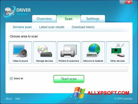 Captură de ecran Carambis Driver Updater pentru Windows XP