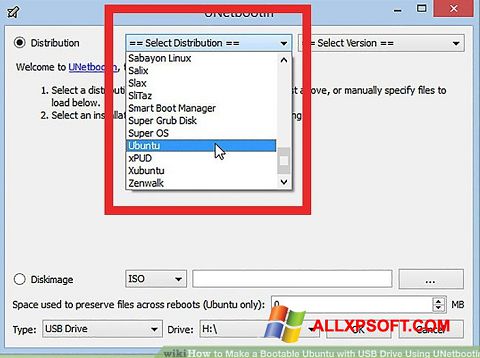 Captură de ecran UNetbootin pentru Windows XP