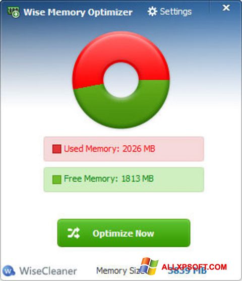 Captură de ecran Wise Memory Optimizer pentru Windows XP