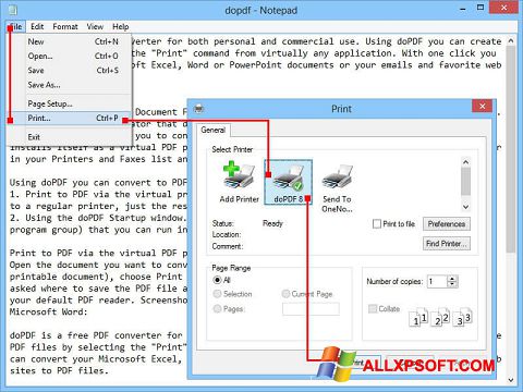 Captură de ecran doPDF pentru Windows XP
