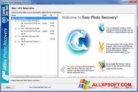 Captură de ecran Easy Photo Recovery pentru Windows XP