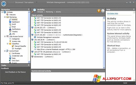 Captură de ecran WinGate pentru Windows XP