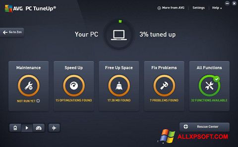 Captură de ecran AVG PC Tuneup pentru Windows XP