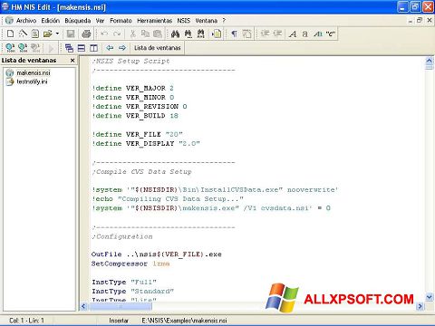 Captură de ecran NSIS pentru Windows XP