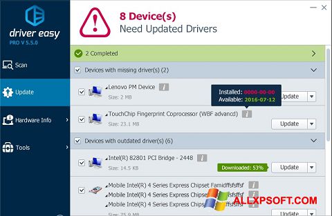 Captură de ecran Driver Easy pentru Windows XP