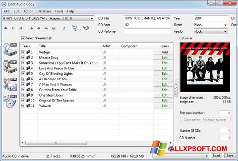 Captură de ecran Exact Audio Copy pentru Windows XP