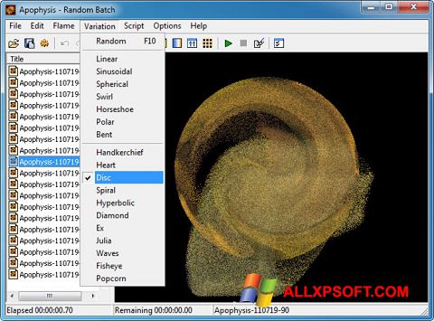 Captură de ecran Apophysis pentru Windows XP