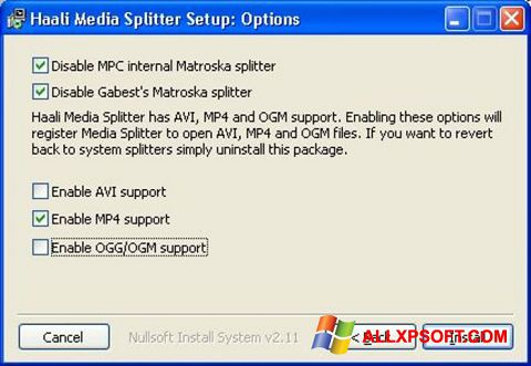 Captură de ecran Haali Media Splitter pentru Windows XP