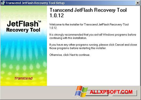 Captură de ecran JetFlash Recovery Tool pentru Windows XP