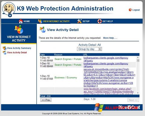 Captură de ecran K9 Web Protection pentru Windows XP