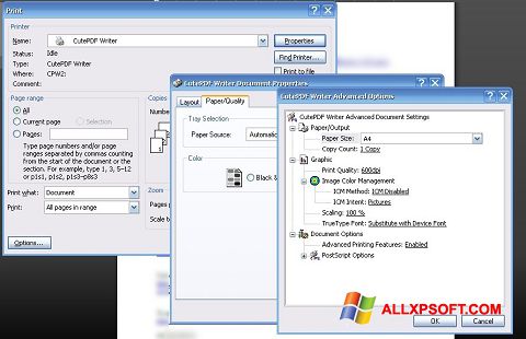 Captură de ecran CutePDF Writer pentru Windows XP