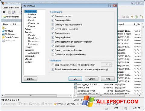 Captură de ecran WinSCP pentru Windows XP