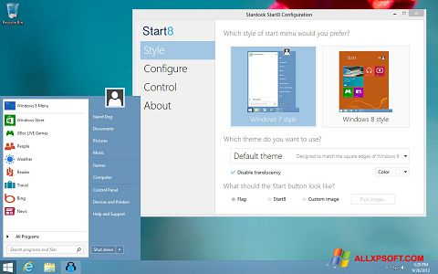 Captură de ecran Start8 pentru Windows XP
