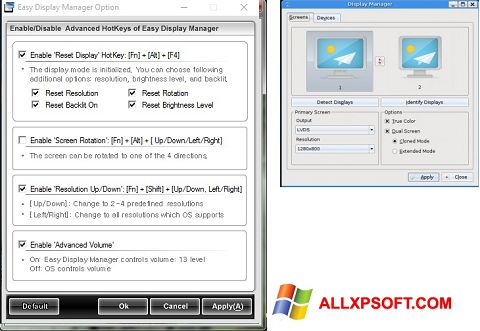 Captură de ecran Easy Display Manager pentru Windows XP