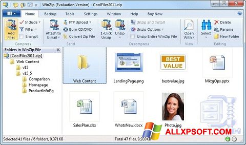 Captură de ecran WinZip pentru Windows XP