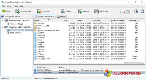 Captură de ecran Active File Recovery pentru Windows XP