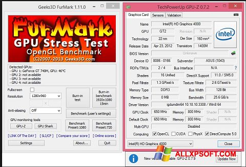 Captură de ecran FurMark pentru Windows XP