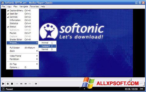 Captură de ecran Media Player Classic pentru Windows XP