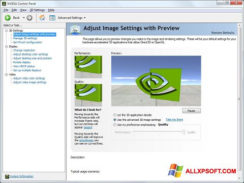 Captură de ecran NVIDIA ForceWare pentru Windows XP