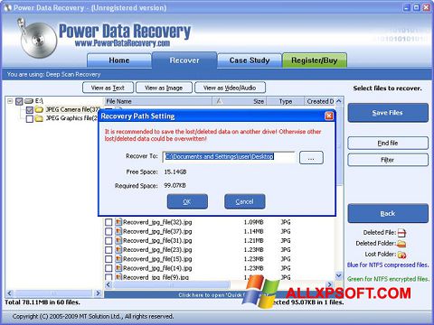 Captură de ecran Power Data Recovery pentru Windows XP