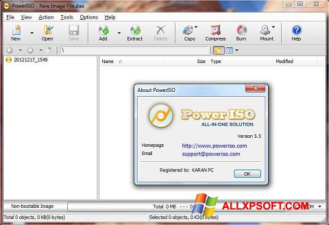 Captură de ecran PowerISO pentru Windows XP